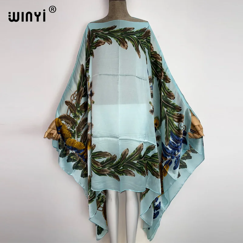 WINYI holiday Fashion Blogger polecam popularne drukowane sukienki Maxi typu Kaftan luźna letnia plaża długa sukienka boho dla pani