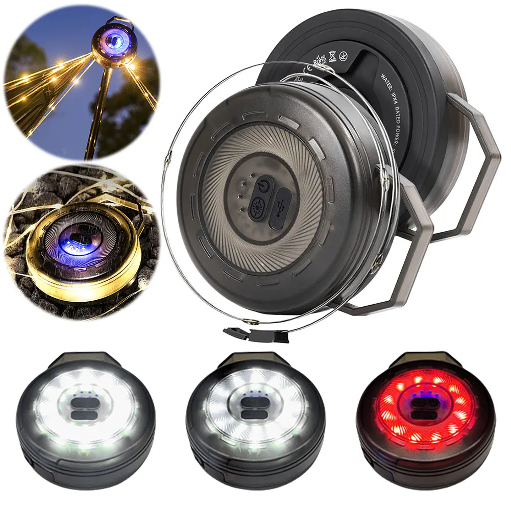 

10M Canopy Light Strip Hand Crank Storage Decorative Atmosphere Light IPX4 Waterproof Portable Camping Lamp for Home Party Decor