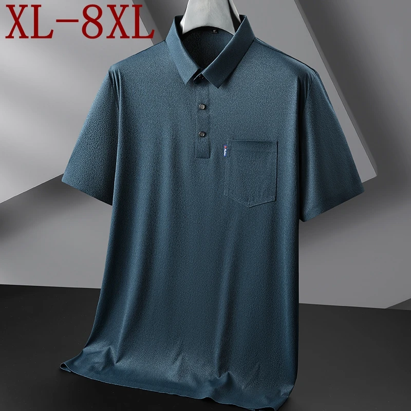 8XL 7XL 6XL 2024 New Summer High End Luxury Polo Shirt Men Tops Business Casual Mens Shirts With Pocket Loose camisa masculina