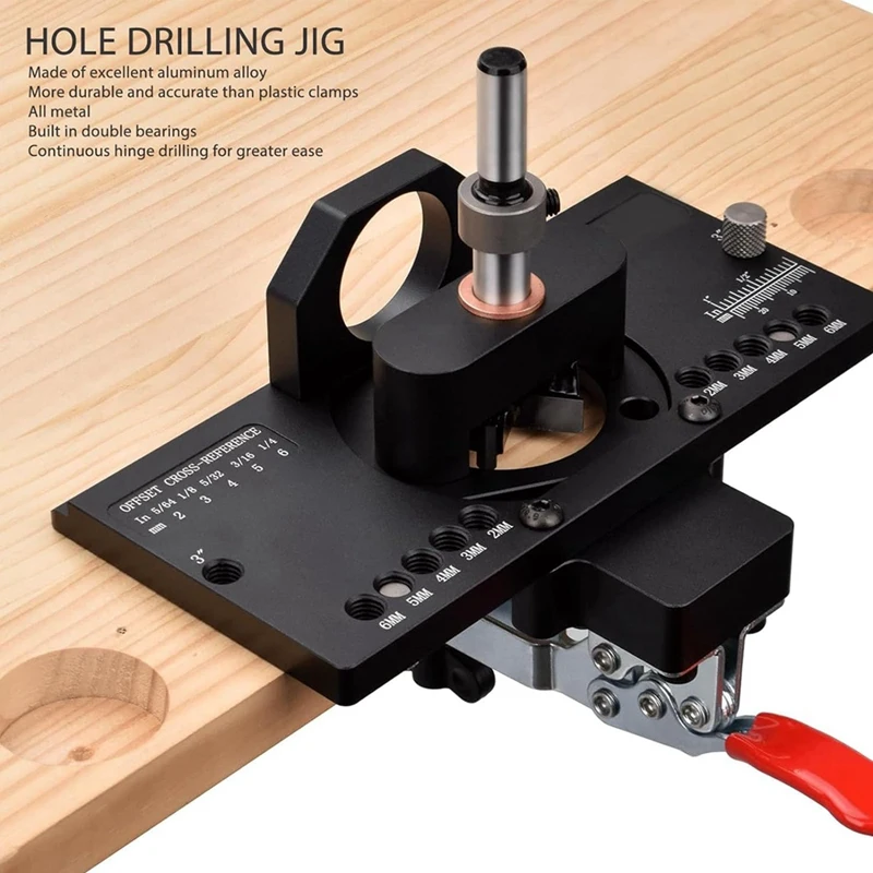 35Mm Concealed Hinge Jig Kit With Drill Guide Locator,Hinge Hole Punch For Hinge Boring, Cabinet And Door Installation