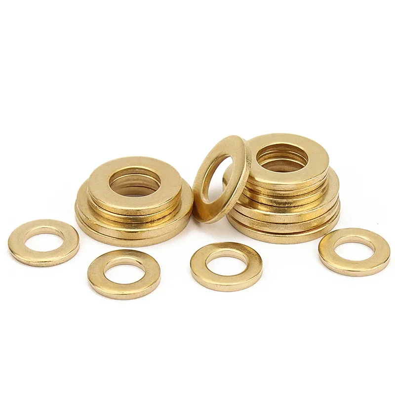 2~100Pcs Brass Washer, Meson Copper Washer Metal Flat Washer Thickened 0.4~4mm, M2 M2.5 M3 M4 M5 M6 M8 M10 M12 M14~M24 GA97