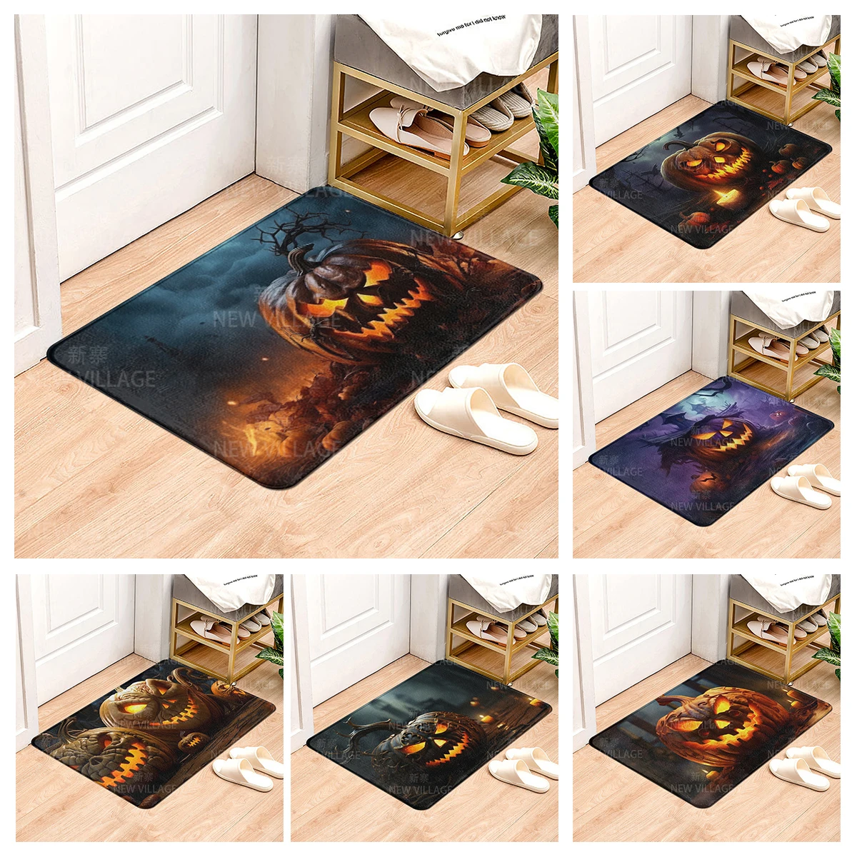 House entrance carpet Home door mat Living Room Bath Foot bathroom non-slip water absorption rugs bath Halloween Autumn Pumpkin