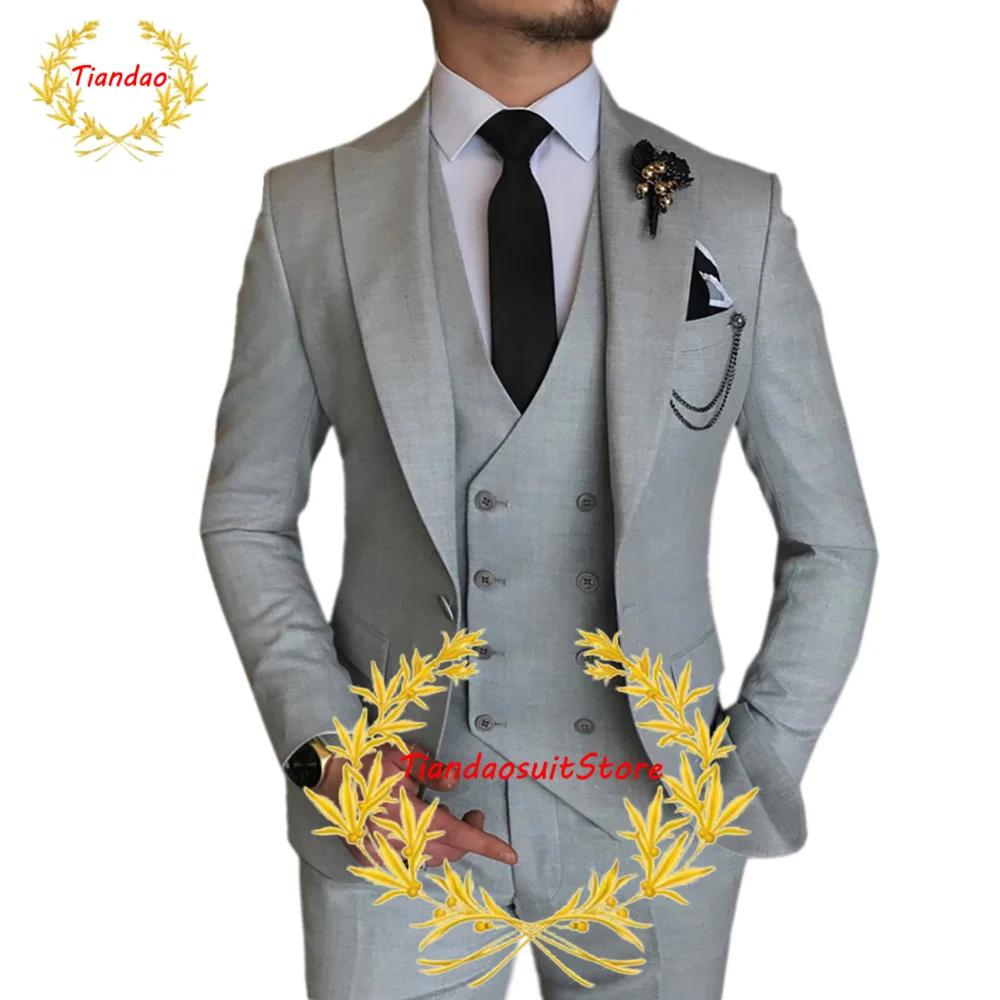 

Dark Gray Men's Business Suit 3 Piece Blazer Pants Vest Formal Workwear Wedding Groom Tuxedo Slim Fit Jacket