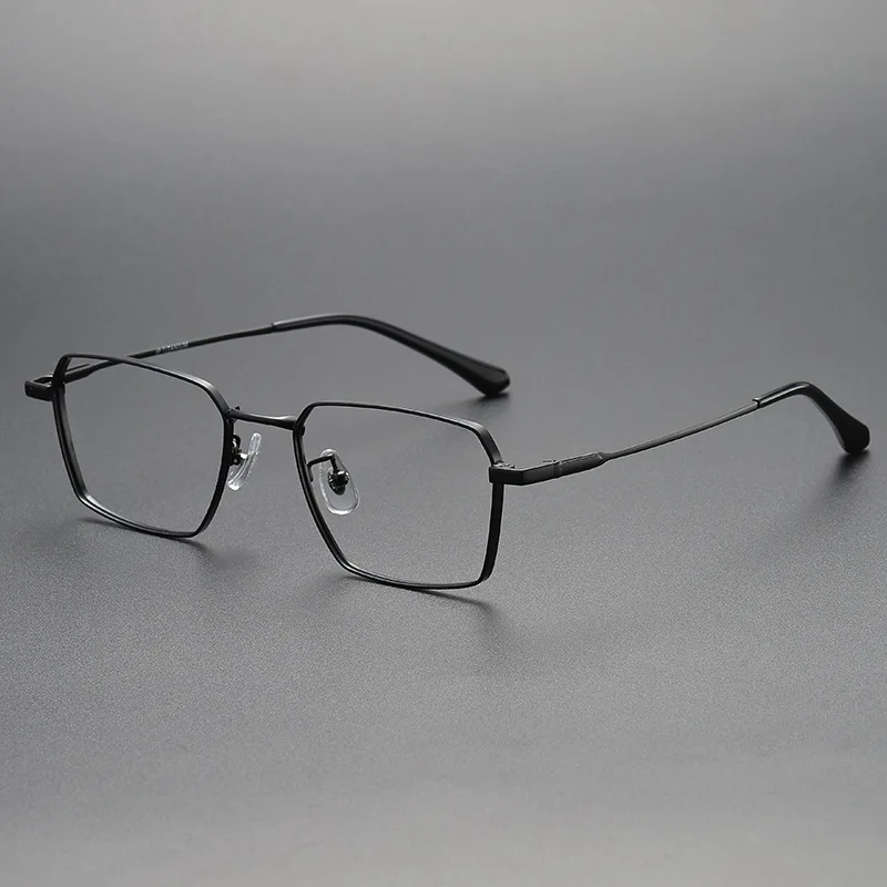 54mm Ultra-light Polygonal Pure Titanium Custom Myopia Glasses Frame for Men  Large Faces, Blue Light Blocking Reading Glasses