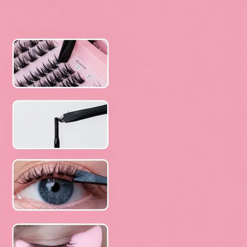 Professional Cluster False Eyelashes Black Band Soft Lashes Extensions Natural Volume Makeup Eyelashes For QIUNING Beauty Set