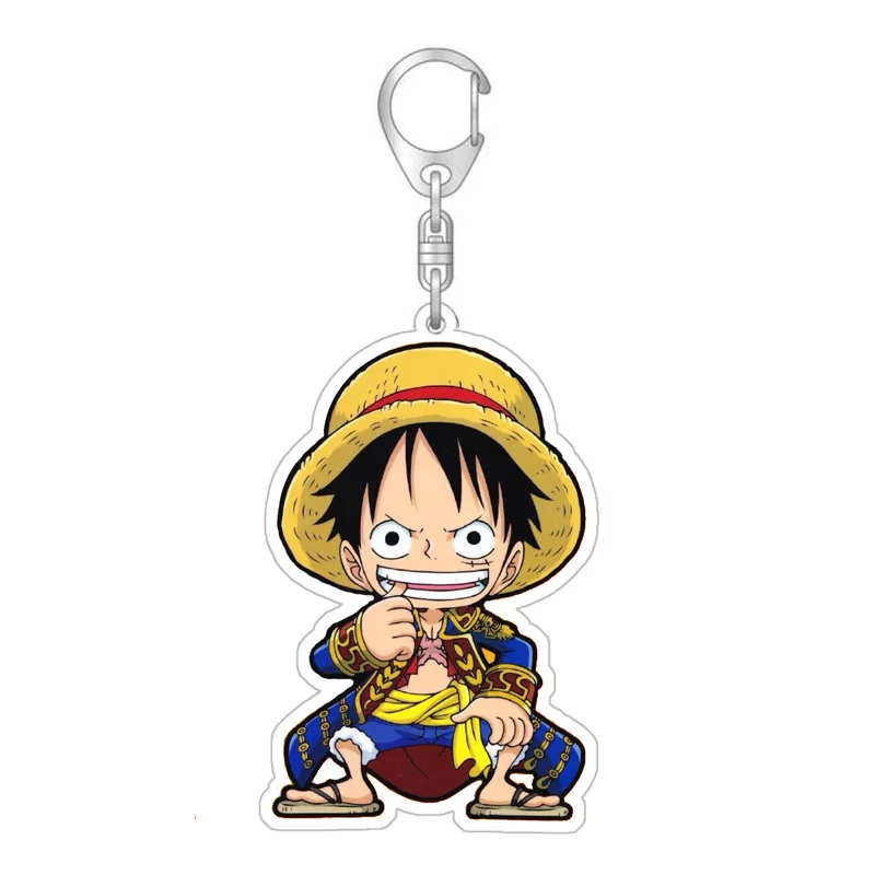 New One Piece Luffy Zoro Creative and Exquisite Acrylic Keychain Anime Peripheral Cartoon Student School Bag Pendant Decoration view 6