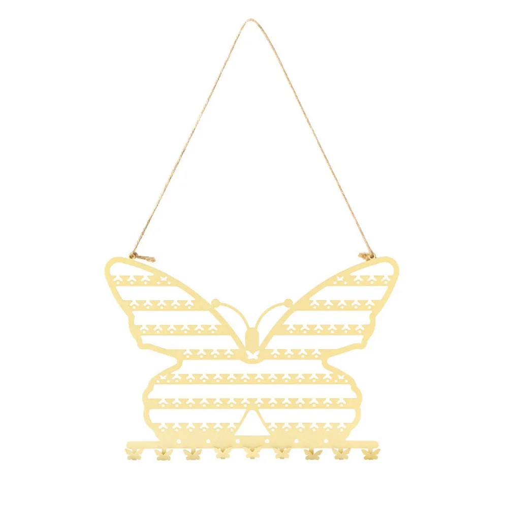 

Butterfly Shape Metal Butterfly Jewelry Storage Rack 7 Layers with Hooks Butterfly Necklace Wall Holder Hollow Multi-Function