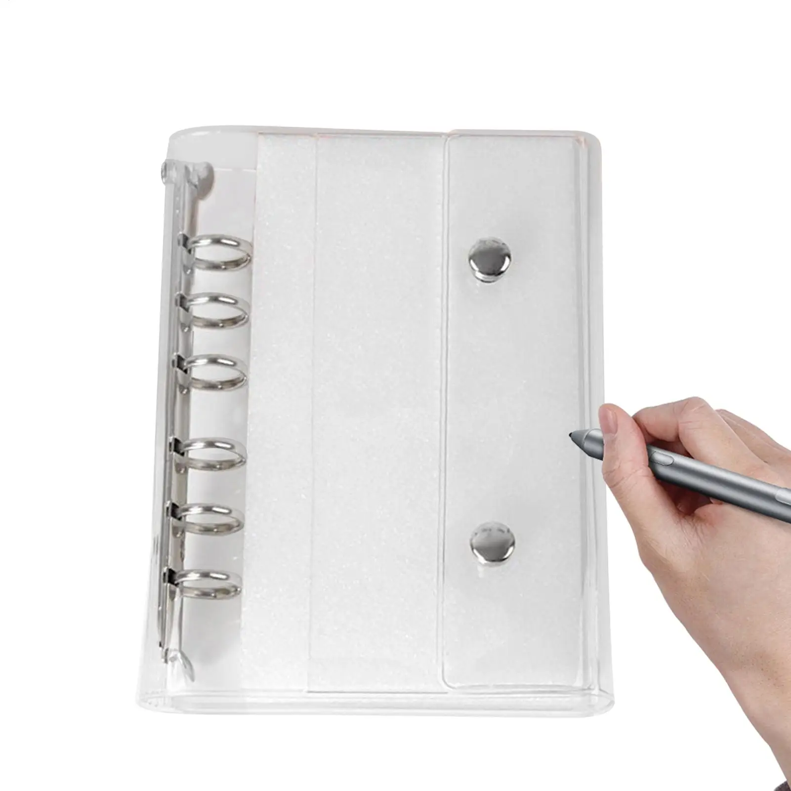 A6 A7 6-Ring Binder Cover Transparent PVC Double Button Clear PVC Notebook Closure Binder Cover Only The Shell No Pages