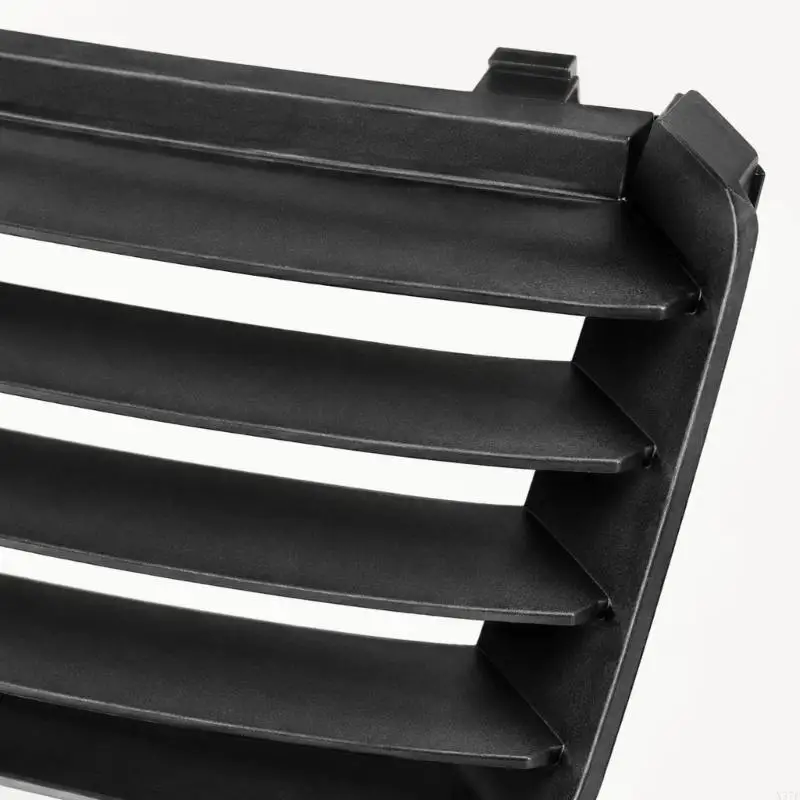 Black Front Bumper Grille Insert with Horizontal Slats and Integrated Attachment Points for Replacement 7M785365301C X37F
