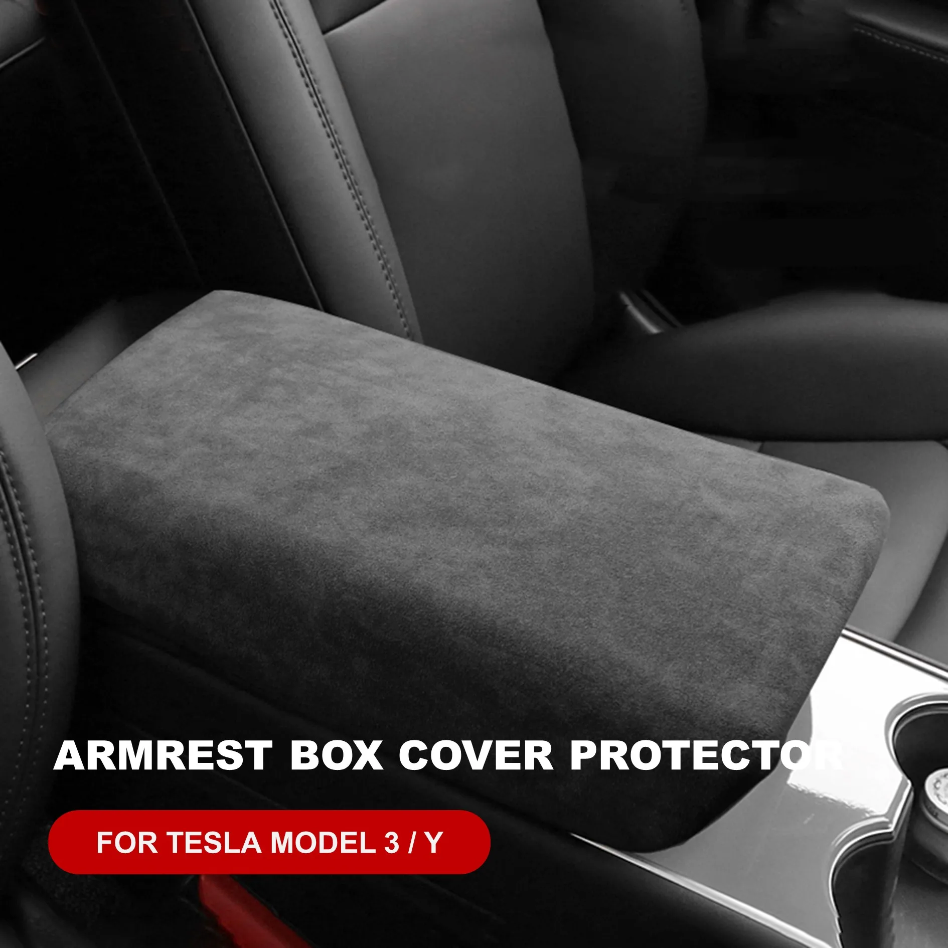 Suede Center Console Armrest Cover Protector For Tesla Model 3 Highland 2024-2025 & Tesla Model Y Juniper 2025 Interior Trim Armrest Seat Box Cover Modification Accessories