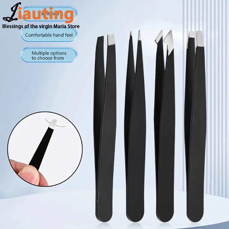 1Pcs Precision Stainless Steel Tweezers For Eyebrow Hair Facial Hair Removal Splinter Blackhead Slant TipAngle Tip Pointed Tip