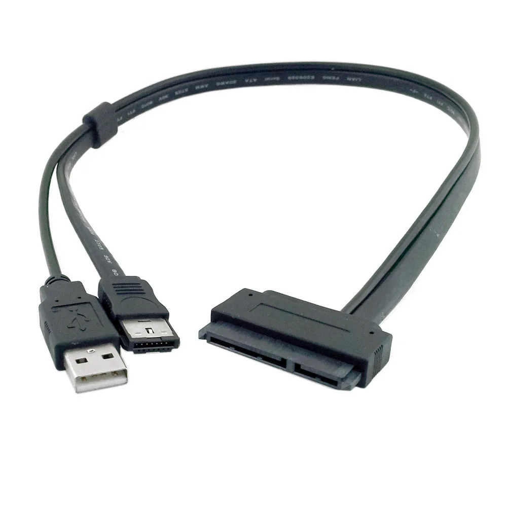 Cablecc-USB para cabo SATA, SATA eSATA Data, cabo de alimentação, 2.5 "Polegada, disco rígido, 22Pin para Esata Data + USB Powered