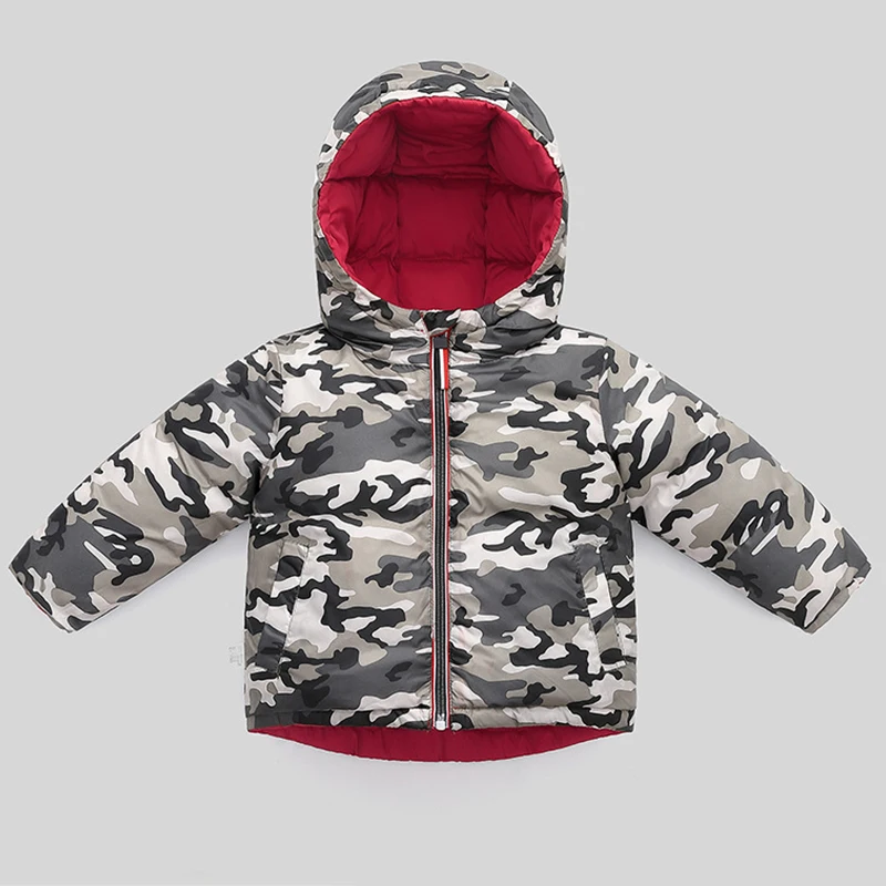 Children\'s Winter Camouflage Down Cotton Jacket For Boys 2-10 Aged Girl\'s Fashion Double-sided Padded Coat Kids Hooded Outerwear