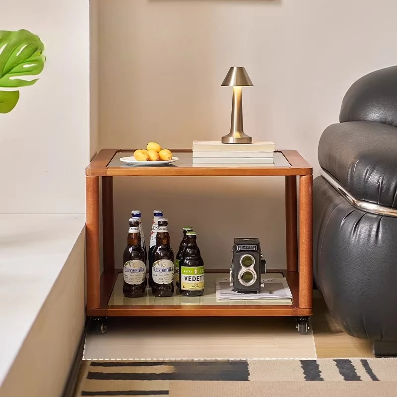 

Medieval style solid wood coffee table living room movable side table