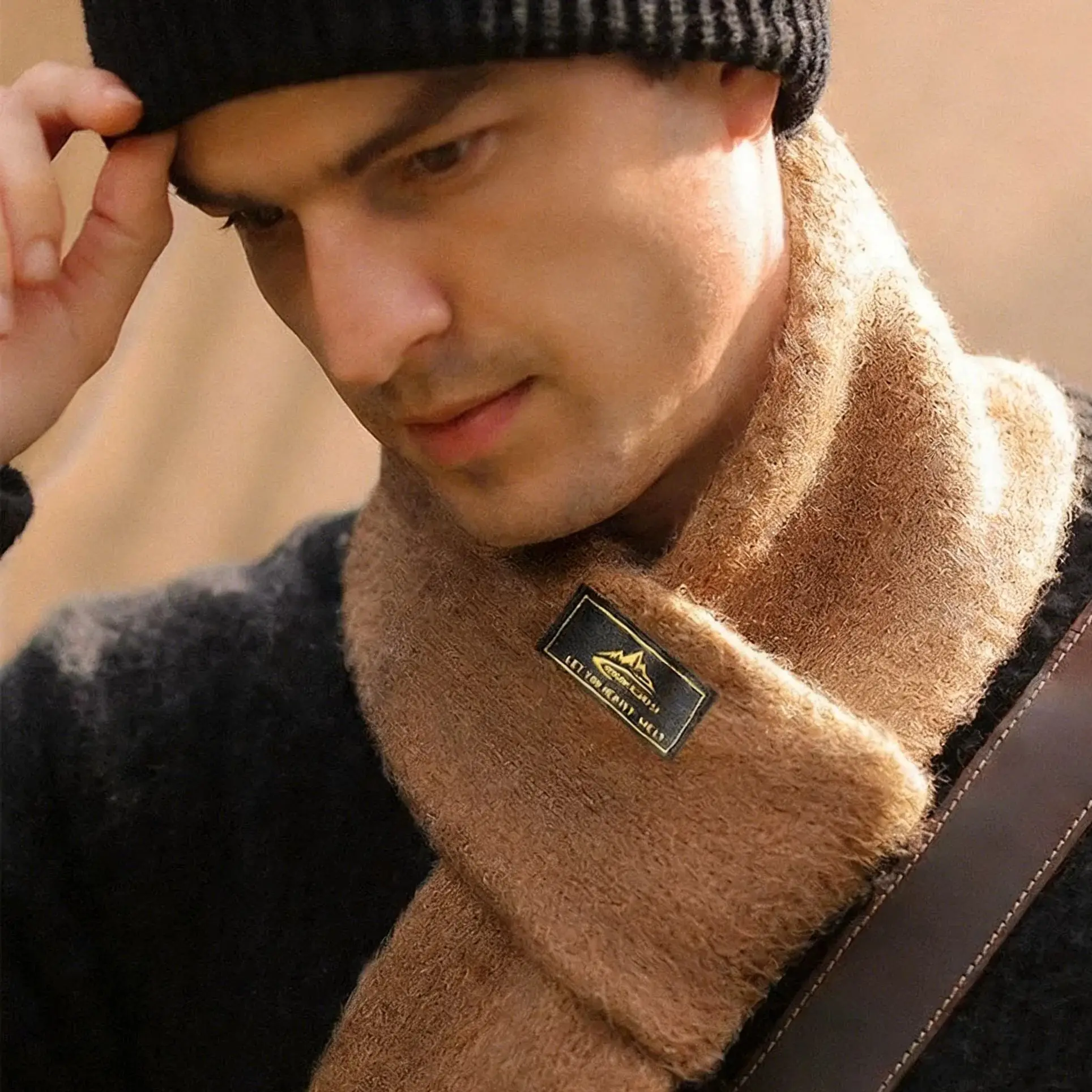 محبوك وشاح خمر الموهير أفخم وشاح الشتاء Coldproof الدافئة صغيرة الحجم طوق وشاح بلون السفر في الهواء الطلق وشاح رجالي