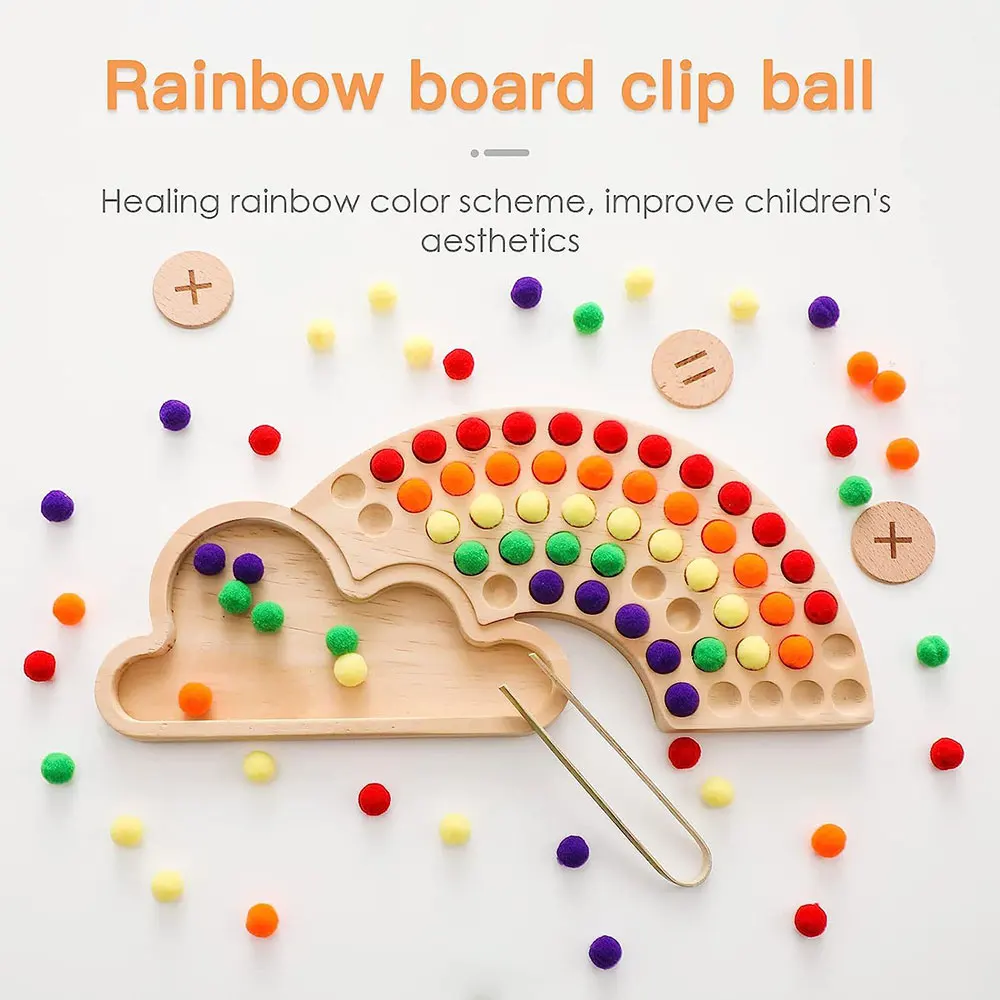 Tellende Pluche Pom Pom Ballen Regenboogkleur Sorteerspeelgoed Pincet Fijne Motorische Vaardigheidsspeeltjes Baby Kids Early Montessori Education