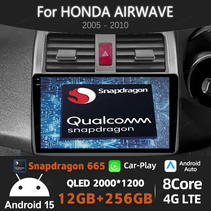 Android 15 Autoradio Voor HONDA AIRWAVE 2005-2010 Multimedia Video Player 4G LTE 5G WIFI Head Unit GPS NAVI BT Qualcomm 2DIN