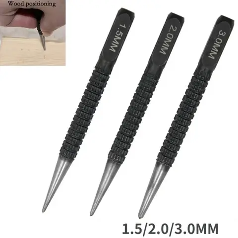 중앙 펀칭 도구, 합금강 포지셔닝 드릴링 포인터, 플라스틱 금속 목재 마킹 수동 도구, 1.5mm, 2mm, 3mm, 3 개