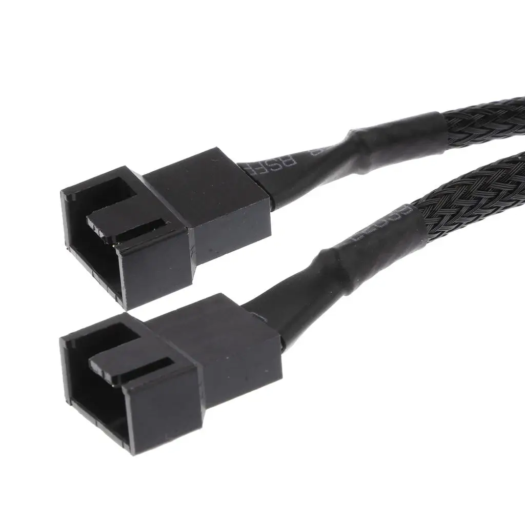 Cavo di alimentazione ventola computer splitter a Y da 15 cm a 4 pin da 1 a 2 maniche nere
