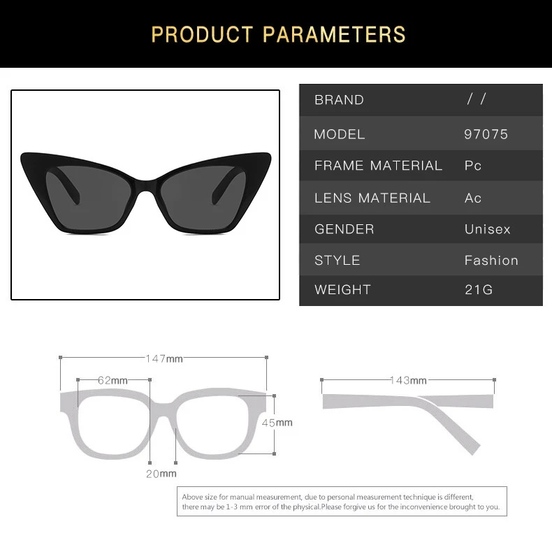 Klassische Vintage Sexy Cat Eye Sonnenbrille Frauen Marke Designer Retro Übergroßen Cateye Weibliche Sonnenbrille UV400 – Detail 5