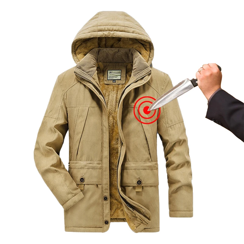 Winter Self-Defense Stab Proof Hack Proof Cold Proof Men Jacket Invisible Flexible Lightweight Safety Protective Clothing