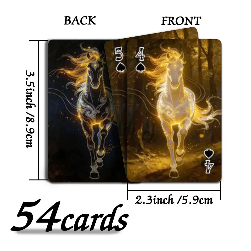 54pcs Playing Cards, Premium Poker Card Deck for Blackjack, Euchre, Canasta, Family Game Night with Mythical Starry Horse Design