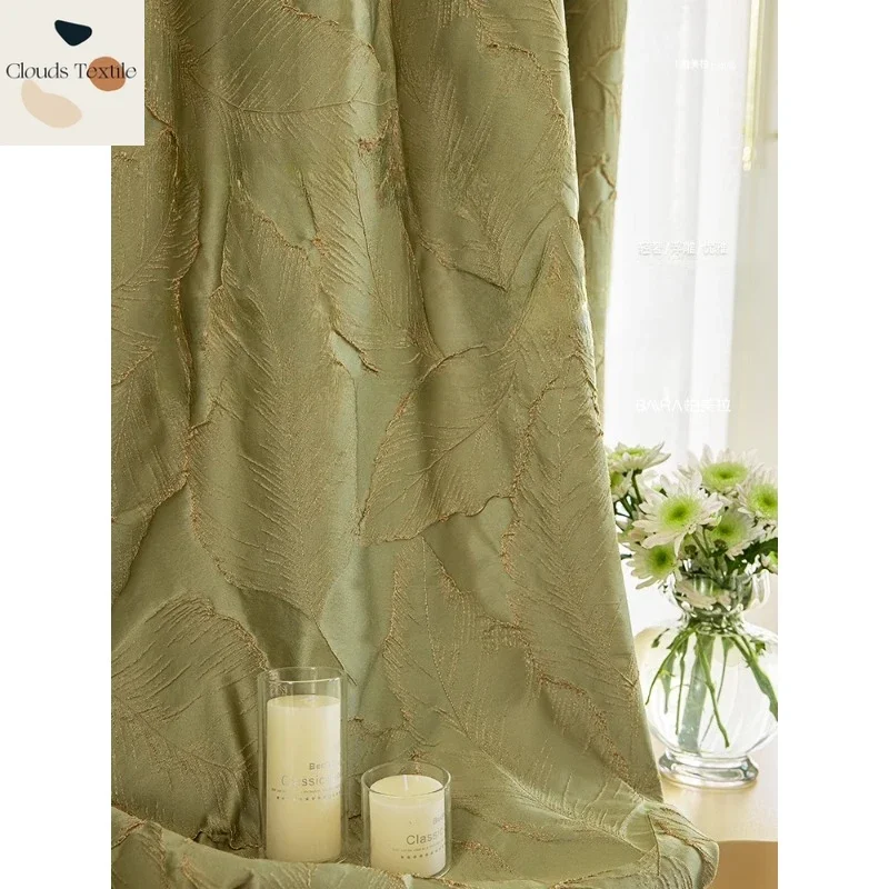 

American Curtains for Living Dining Room Bedroom Luxury Blackout Green French Style Light Luxury High Precision Jacquard Cloth