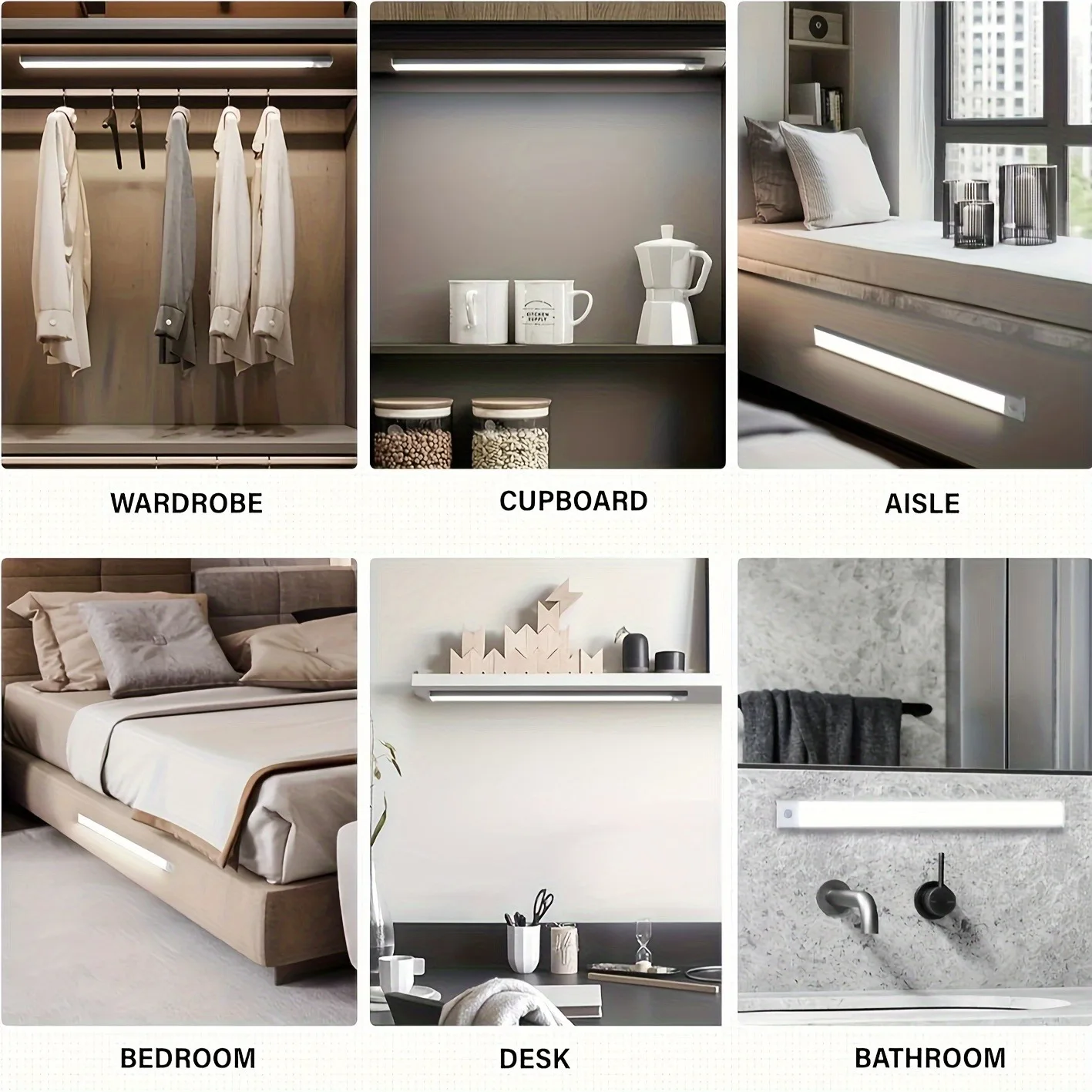 2Pc Cabinet Light USB Rechargeable Motion Sensor Ultra-thin Night Light  For Home Corridor Stairs Kitchen Bedroom Wardrobe Indoo