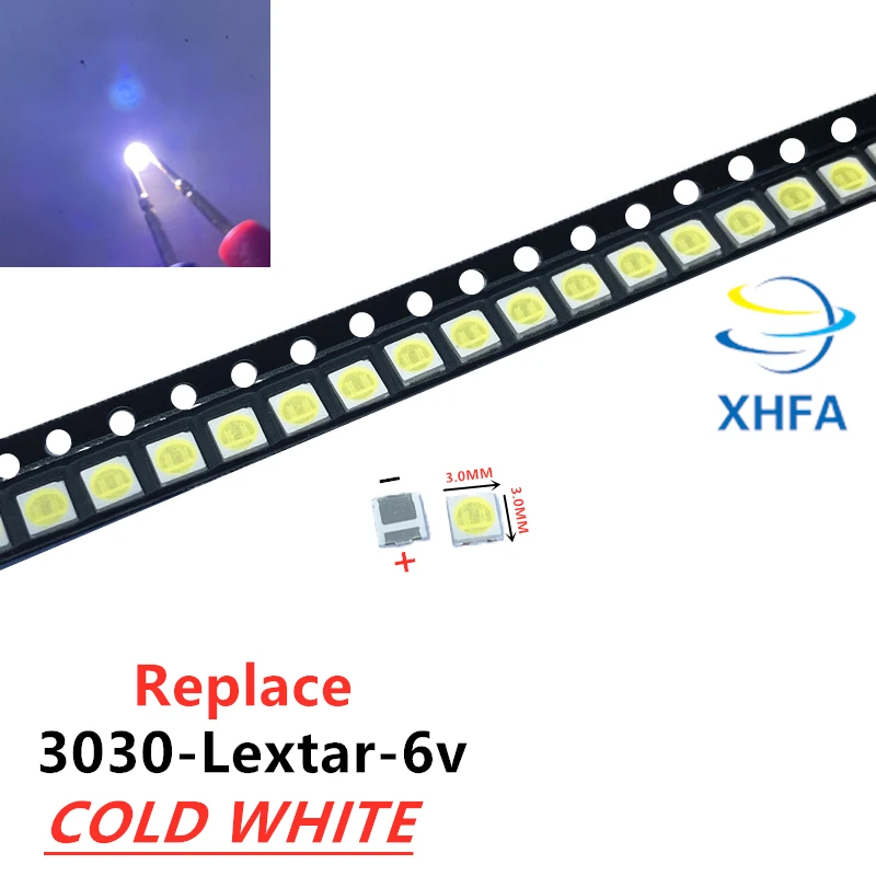 50pcs for Lextar LED Backlight High Power LED 1.8W 3030 6V Cool white 150-187LM PT30W45 V1 TV Application 3030 smd led diode