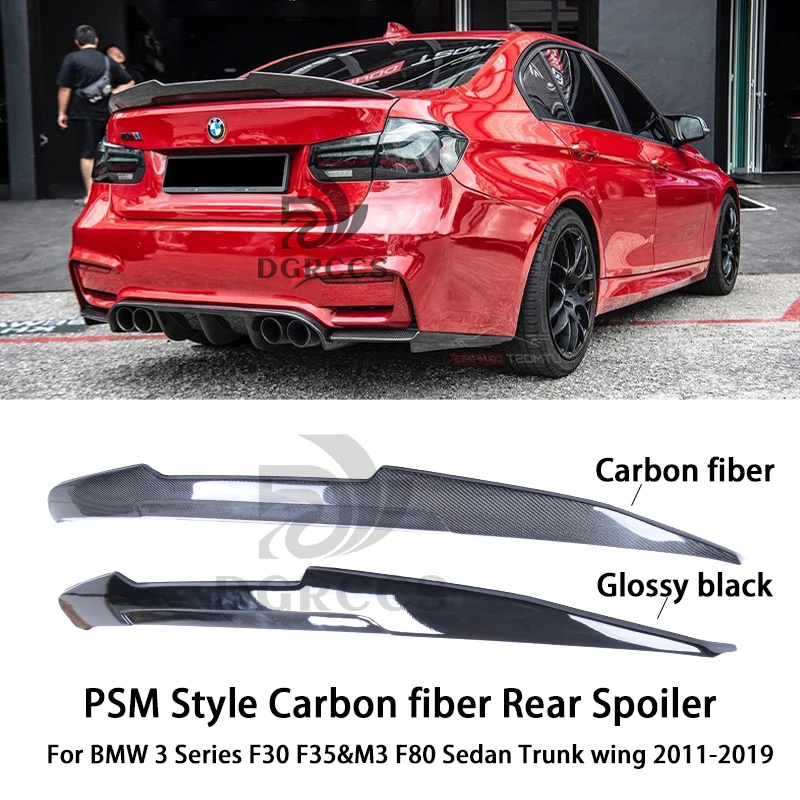 

For BMW 3 Series F30 F35&M3 F80 Sedan PSM Style Carbon fiber Rear Spoiler Trunk wing 2011-2019 Carbon fiber Glossy black