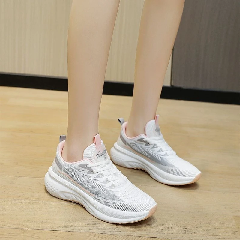 Women Knit Mesh Sneakers 2026 Spring Summer Breathable Lightweight Running Shoes Soft Sole Casual Sports Trainers