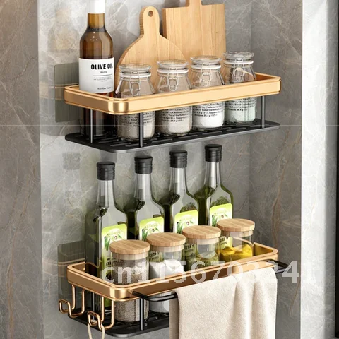 Shower Caddy Storage Rack Luxury Bathroom Shelves No-drill Shelf with Hooks Toilet Organizer Shampoo Holder Bathroom Accessories