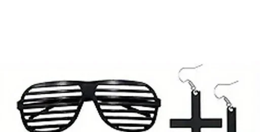 Il set di accessori per abbigliamento donna anni '80 include una gonna con pompon occhiali a righe guanti in pizzo set di gambe orecchini e collane