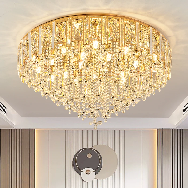 

Light Luxury Crystal Living Room Ceiling Lamp Simple Atmosphere Master Bedroom Room Flower Lamp Creative Led Romantic Lighting