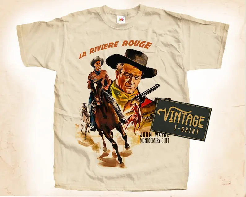 La Rivere Rouge V1 T shirt Tee Natural Vintage Cotton Movie Poster Beige All Sizes