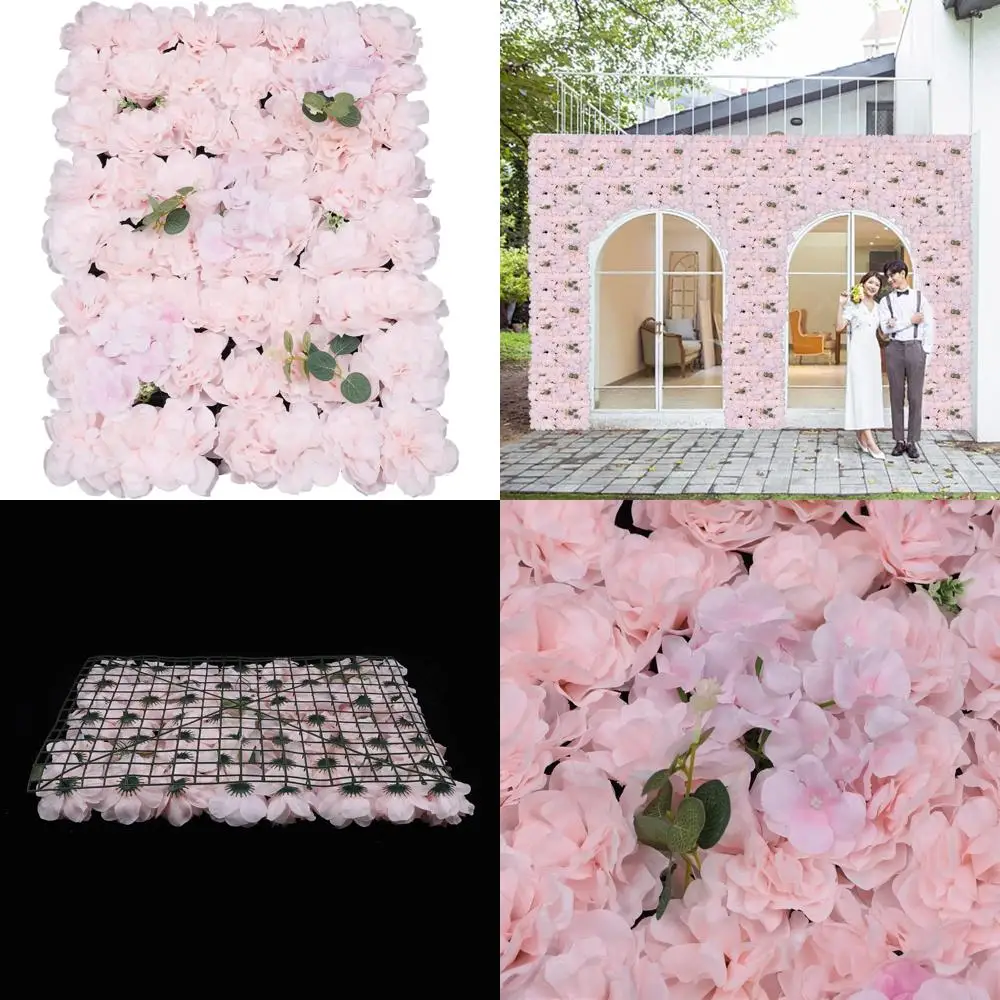 

6-Piece Pink Artificial Flower Wall Decor, 24x16 Inches Silk Fabric Panels for Weddings and Events