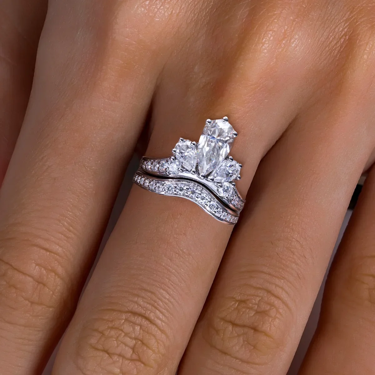 NASIA2ct Pear(Total 3.782ct) Moissanite Bridal Ring Set S925 Sterling Silver Wedding Crown Rings Jewelry Gifts for Women 2026
