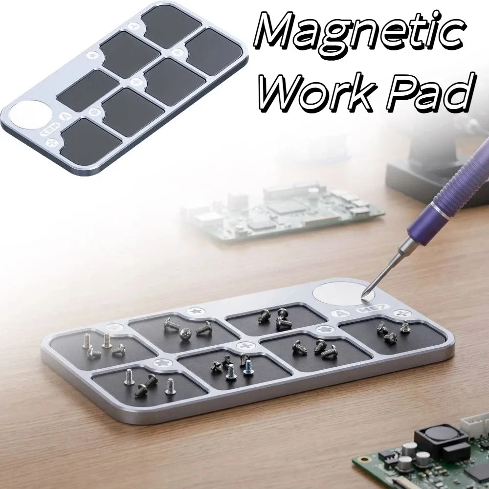 Aluminum Alloy Frame Magnetic Screw Storage Tray Strong Magnet Module Rubber Mat Magnetic Screw Storage Pad