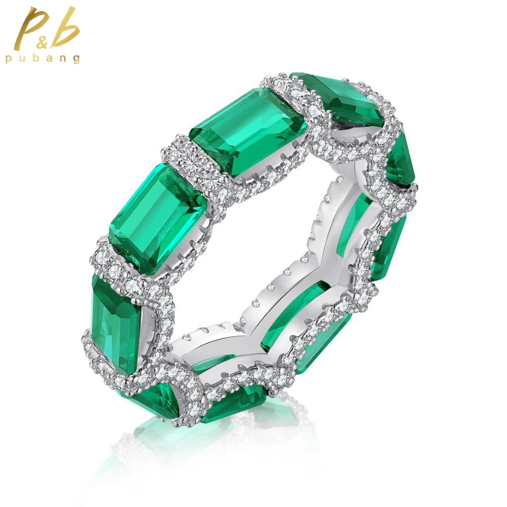 

PuBang Fine Jewelry Soild 925 Sterling Silver Green/Yellow Gemstone Created Moissanite Diamond Ring for Women Gift Free Shipping