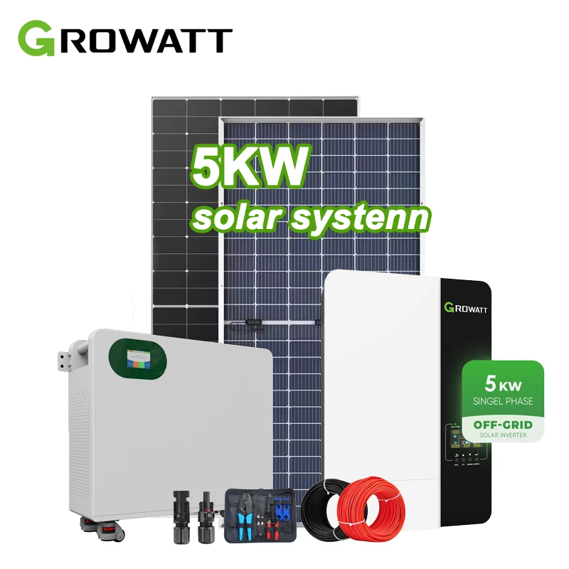 

Полный комплект солнечной системы Off Grid мощностью 5 кВт Growatt LONGI с инверторной батареей и солнечными панелями для домашнего использования