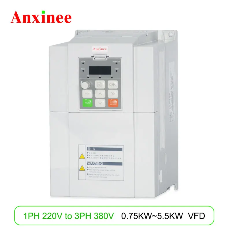 Anxinee High Quality 0.75kw 1.5kw 2.2kw 4.0kw 5.5kw frequency inverter 220v to 380v For Cnc Spindle And Lathe