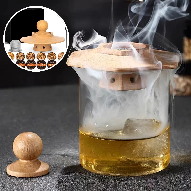 

Premium Whiskey Cocktail Smoker Kit With 6 Wood Chips & Metal Filters,fast Oxidation Aerator Bar Tool Set For Home Luxury Gifts