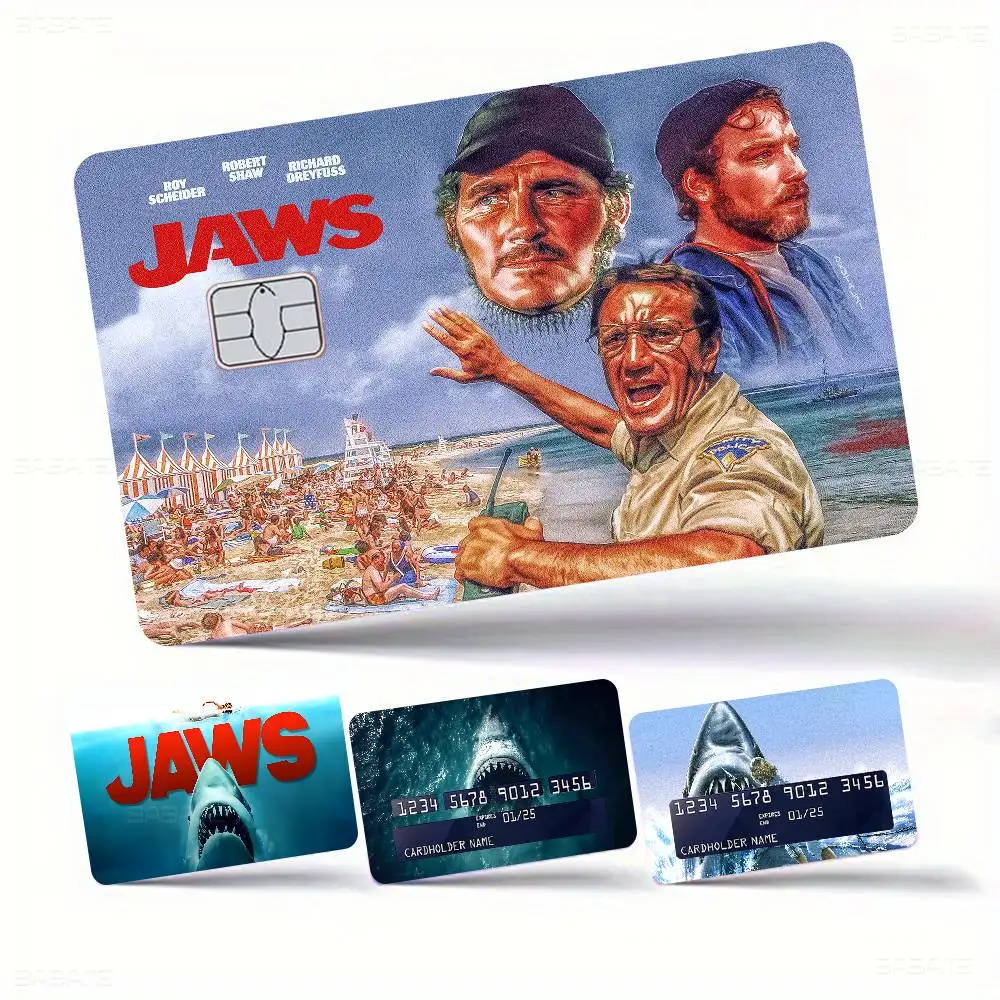 Klassischer Thriller-Film J-Jaws Cartoon-Kreditkarten-Aufkleber für Bankkarten, Bus- und U-Bahn-Karten, wasserfest, Geschenk für Frauen