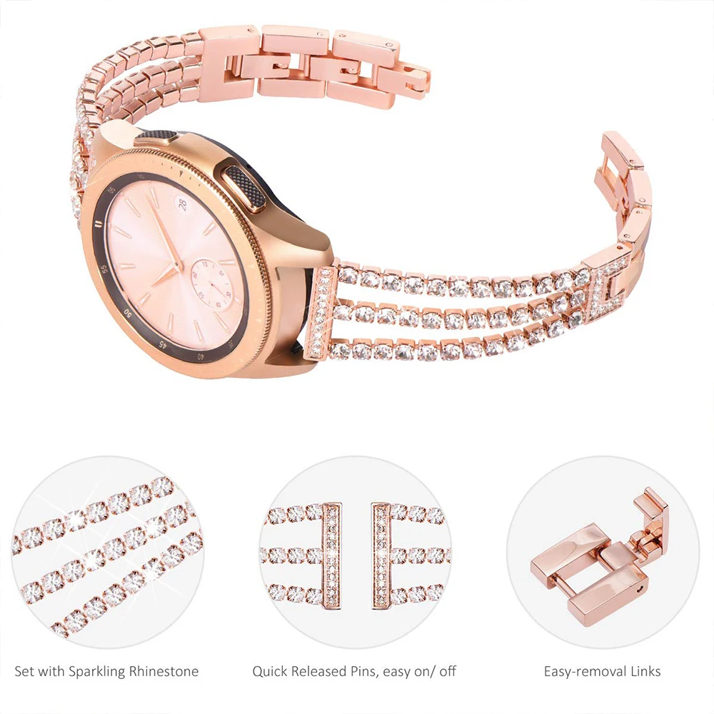 Diamond strap for Samsung Galaxy Watch 4/Classic/3/5/pro/Active 2 Metal Design 20mm 22mm link Bracelet huawei gt 2-2e-3-pro band