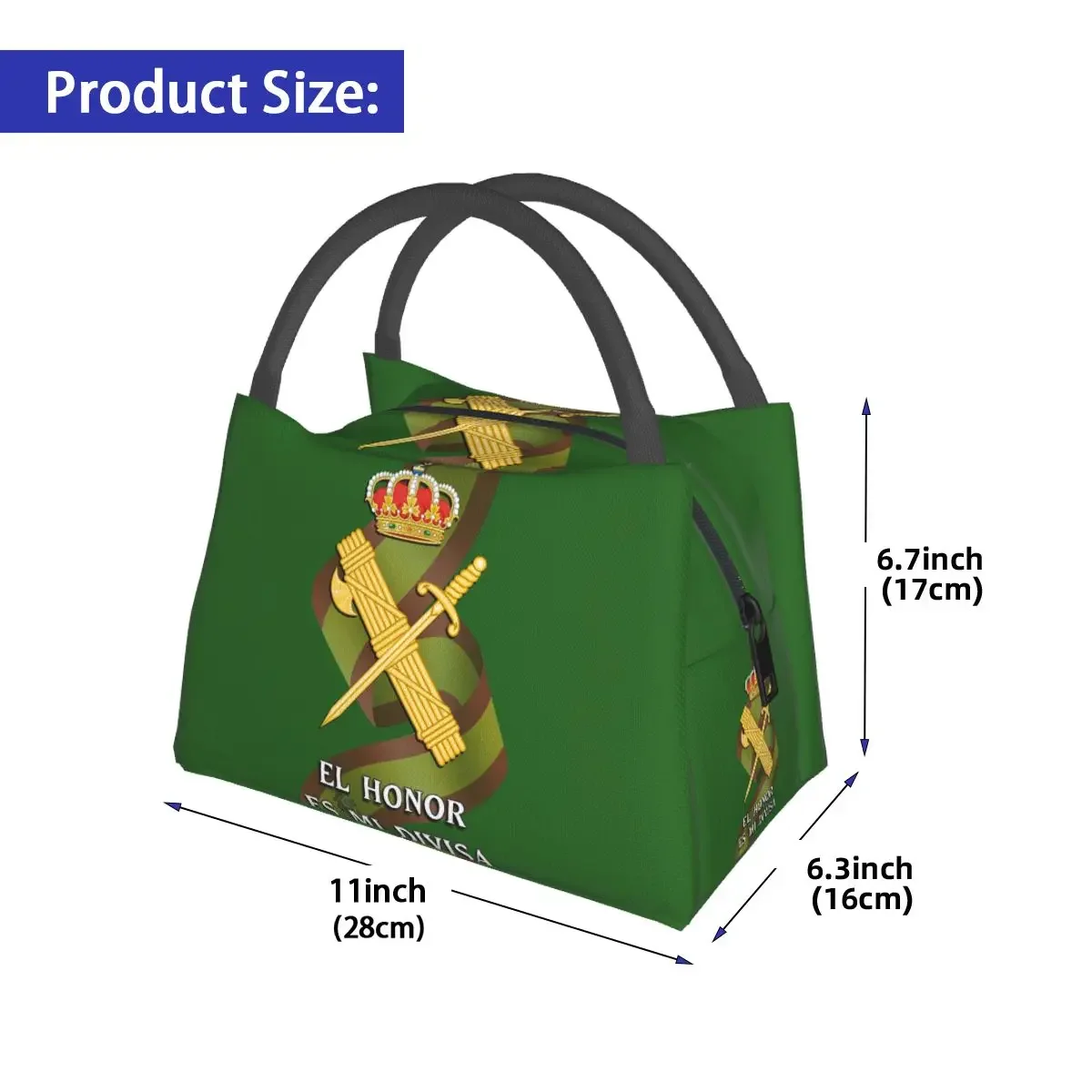 Spanish Guard Civil Spain Flag Lunch Bags Insulated Bento Box Resuable Lunch Tote Picnic Bags Cooler Thermal Bag for Woman Kids