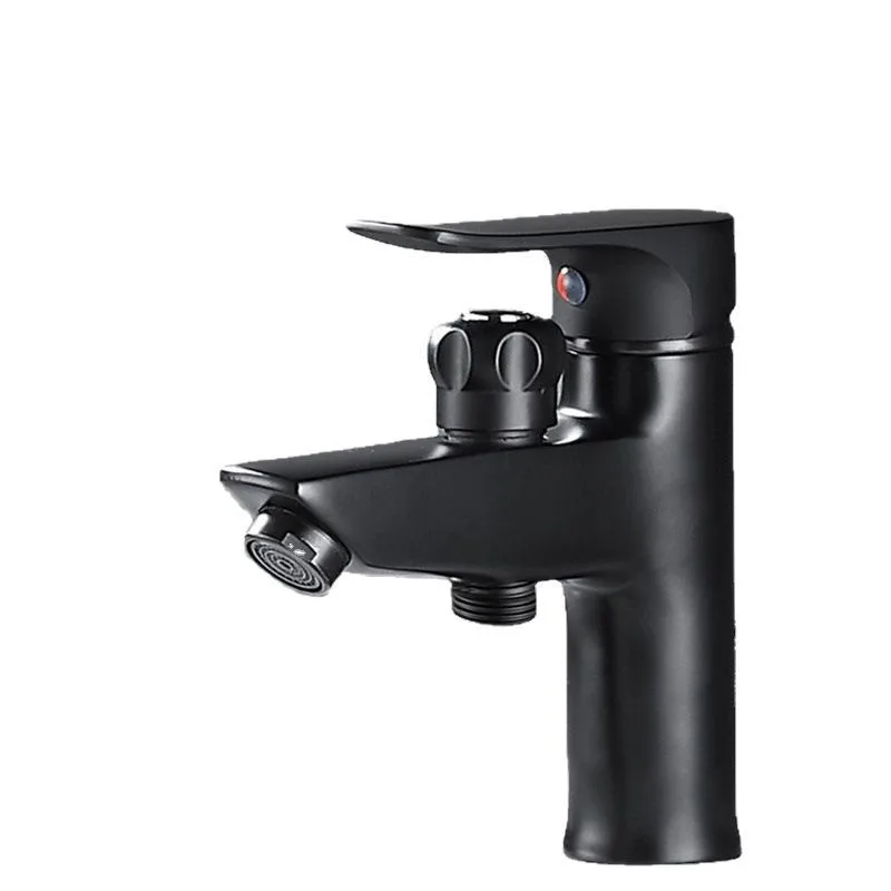 Bathroom Basin Faucet All Copper Two Pair with A Spray Gun Shower Wash Hair Single Hole Hot and Cold Water Basin Faucet