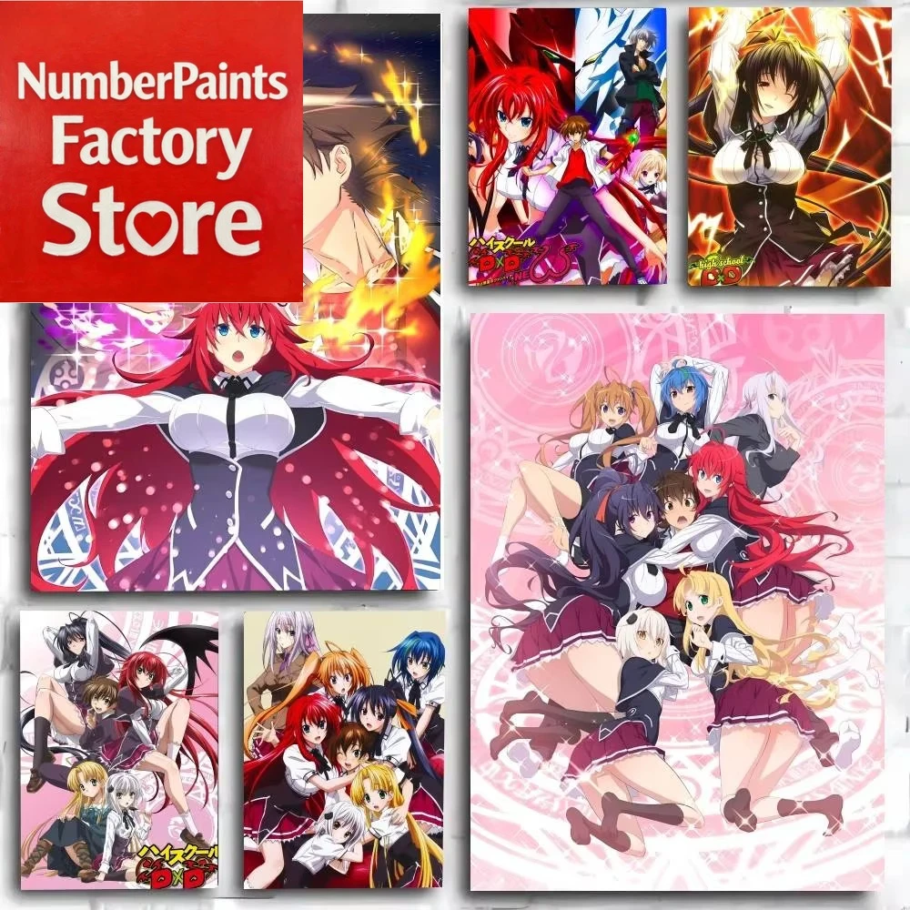 

Цифровая картина маслом по номерам, аниме H-High S-School DxD, краска с номерами, домашний декор, настенное искусство, идеальный подарок, без рамки