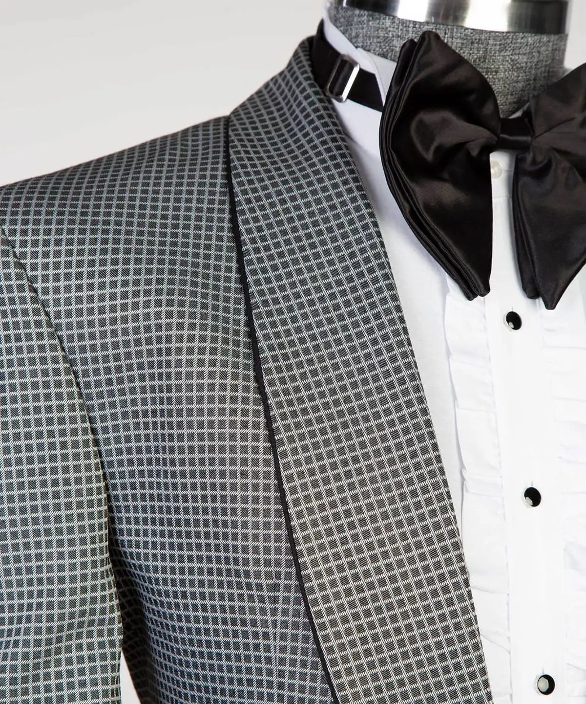 Gentleman 2 Piece Men Suits Coat Pants Groom Small Grid Business Suit Business Wedding Blazer Pants Prom Party Jacket Customized
