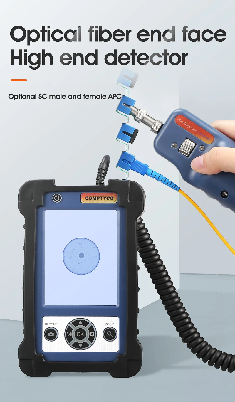 Imagem -03 - Comptyco-sonda de Inspeção de Vídeo de Fibra Óptica Inspetor de Fibra com Monitor Lcd Apcupc Dicas