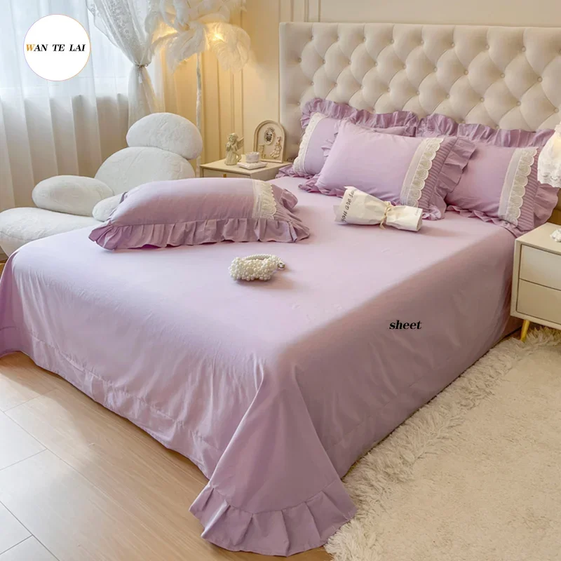 Elegant Princess Bedding Sets Luxury Bed Linen Ruffle Duvet Cover Set Bed Skirt and Pillowcases Comforter Bedding Set Queen Size